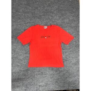 VTG Y2K Chase Authentics Dale Earnhardt Jr Red Shirt Womens L Gold Metallic